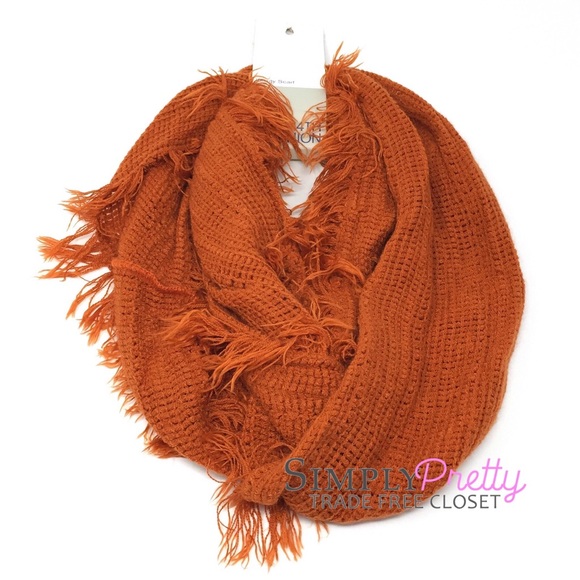 14th & Union Accessories - 14th & Union Orange Knit Fringe Infinity Scarf